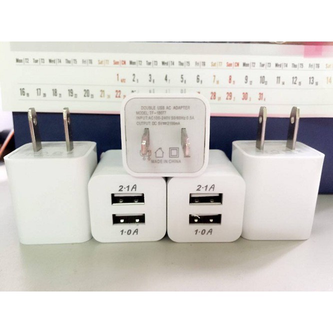 Ảnh nhỏ của Cốc Sạc 2 cổng 5v 1A và 2A trắng Cốc Sạc 2 cổng 5v 1A và 2A trắng