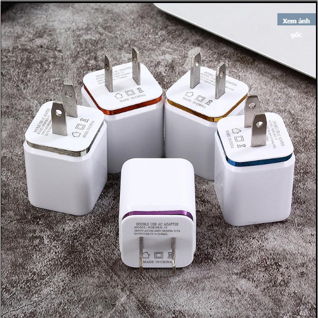 Ảnh nhỏ của Cốc Sạc 2 cổng 5v 1A và 2A trắng Cốc Sạc 2 cổng 5v 1A và 2A trắng