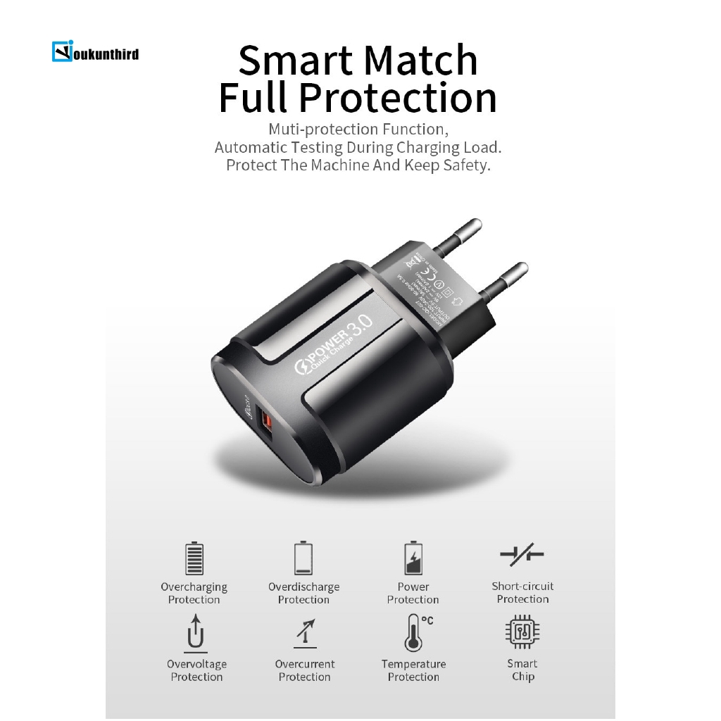 Ảnh nhỏ của Đầu Cốc Sạc Nhanh Qc3.0 Cao Cấp Charger Adapter Đầu Cốc Sạc Nhanh Qc3.0 Cao Cấp Charger Adapter