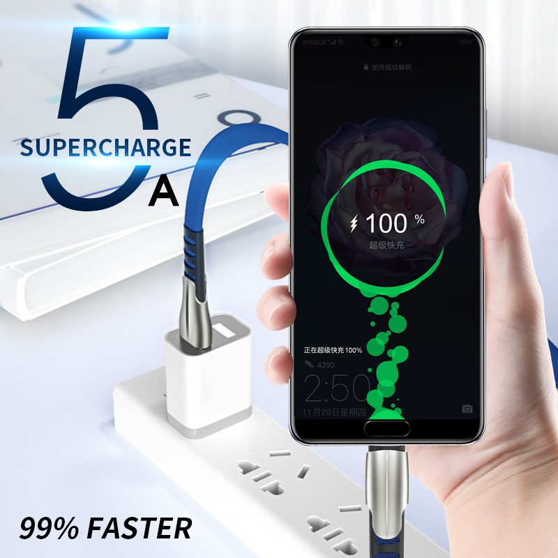 Ảnh nhỏ của Dây cáp sạc nhanh 5A kết nối cổng Micro USB/Type-C /Lightning tùy chọn cho iPhone Android Dây cáp sạc nhanh 5A kết nối cổng Micro USB/Type-C /Lightning tùy chọn cho iPhone Android