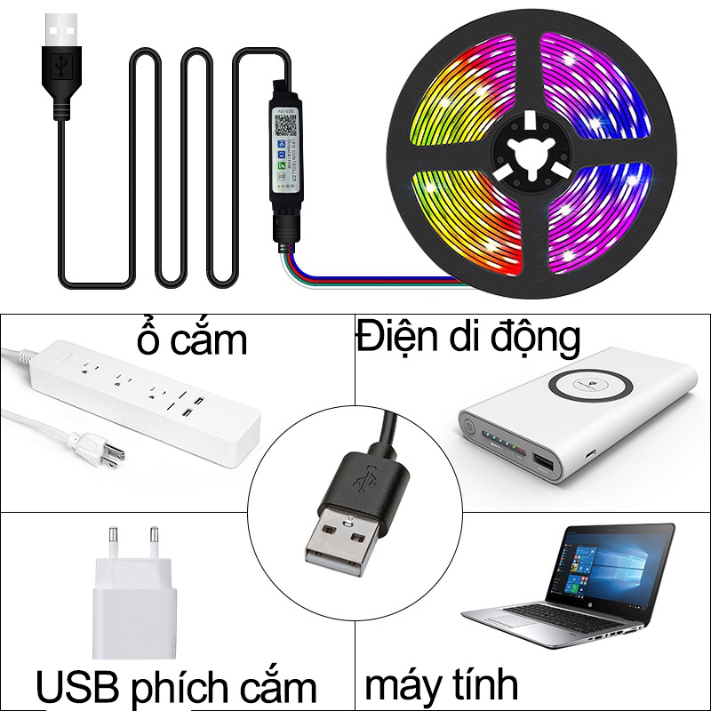 Ảnh nhỏ của Đèn led trang trí phòng ngủ đèn nháy 16 triệu màu đèn dây led 5050 RGB có remote điều khiển Đèn led trang trí phòng ngủ đèn nháy 16 triệu màu đèn dây led 5050 RGB có remote điều khiển