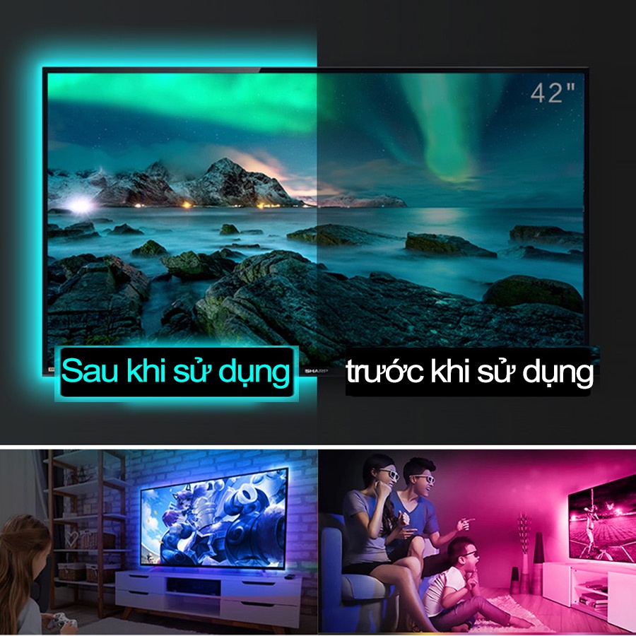 Ảnh nhỏ của Đèn led trang trí phòng ngủ đèn nháy 16 triệu màu đèn dây led 5050 RGB có remote điều khiển Đèn led trang trí phòng ngủ đèn nháy 16 triệu màu đèn dây led 5050 RGB có remote điều khiển