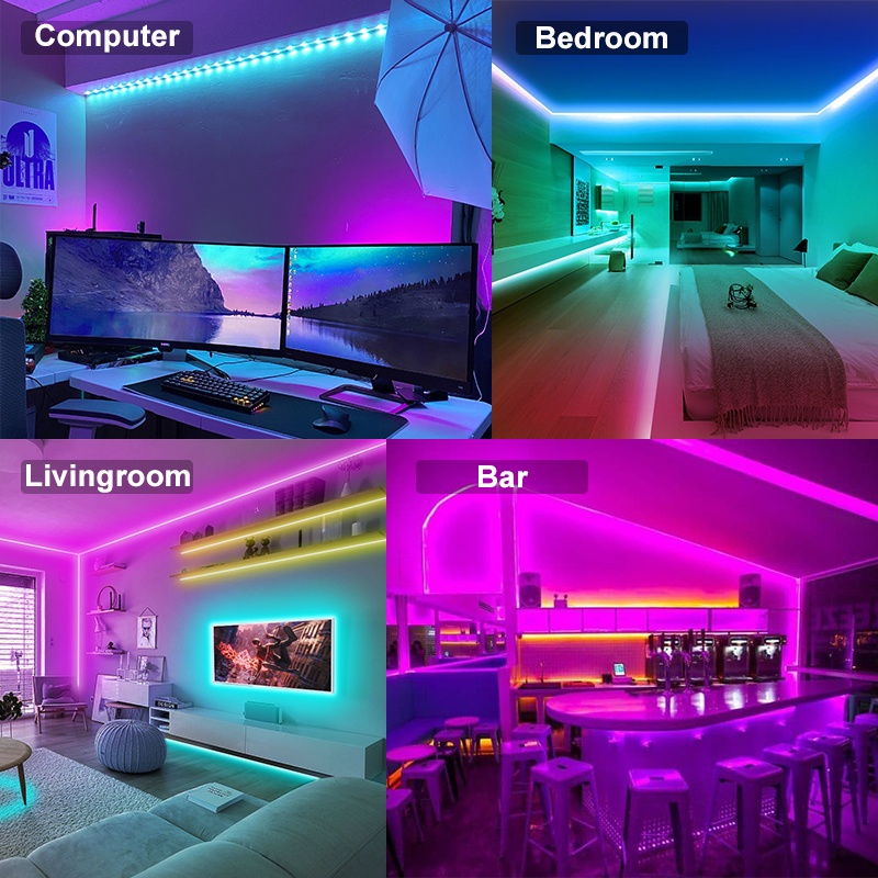 Đèn led trang trí phòng ngủ đèn nháy 16 triệu màu đèn dây led 5050 RGB có remote điều khiển