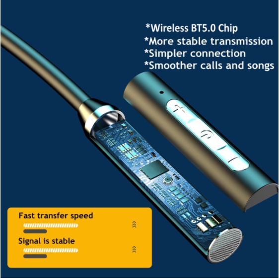 Tai Nghe Bluetooth 5.0 TWS Không Dây Đeo Cổ Có Micro Giảm Tiếng Ồn
