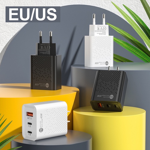 Ảnh nhỏ của Cốc Sạc Nhanh 3 Cổng USB 40W Type C 3.0 Cho Điện Thoại Cốc Sạc Nhanh 3 Cổng USB 40W Type C 3.0 Cho Điện Thoại