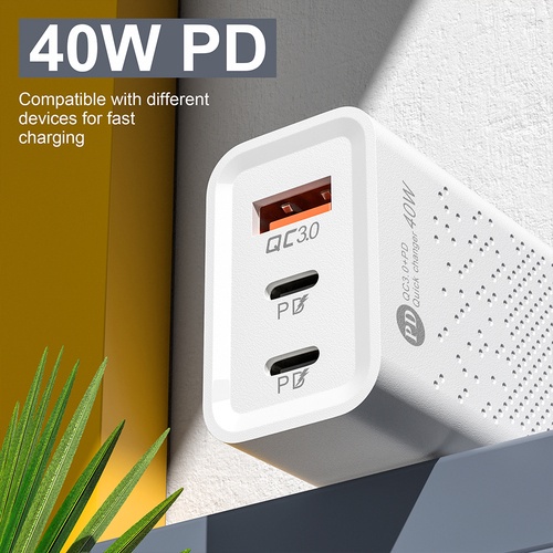 Ảnh nhỏ của Cốc Sạc Nhanh 3 Cổng USB 40W Type C 3.0 Cho Điện Thoại Cốc Sạc Nhanh 3 Cổng USB 40W Type C 3.0 Cho Điện Thoại