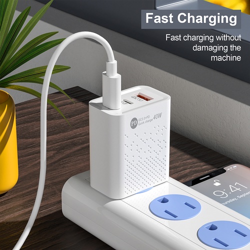 Ảnh nhỏ của Cốc Sạc Nhanh 3 Cổng USB 40W Type C 3.0 Cho Điện Thoại Cốc Sạc Nhanh 3 Cổng USB 40W Type C 3.0 Cho Điện Thoại