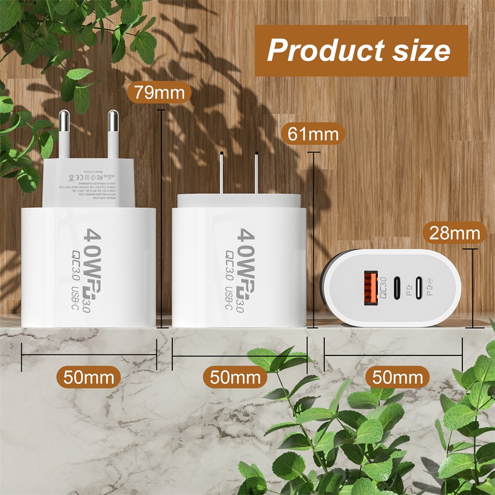 Ảnh nhỏ của Cốc Sạc Nhanh 3 Cổng USB 40W Type C 3.0 Cho Điện Thoại Cốc Sạc Nhanh 3 Cổng USB 40W Type C 3.0 Cho Điện Thoại