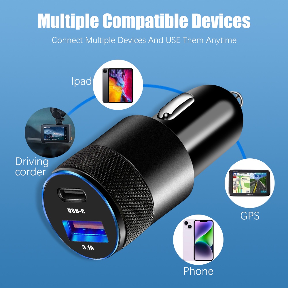 Ảnh nhỏ của Tẩu Sạc Nhanh 15W 2 cổng USB Type-C Màu Đen Đa Năng Cho Xe Hơi Ô Tô Tẩu Sạc Nhanh 15W 2 cổng USB Type-C Màu Đen Đa Năng Cho Xe Hơi Ô Tô