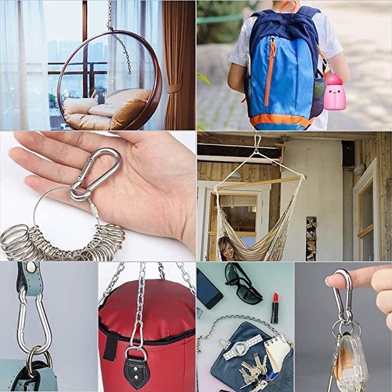 Móc khóa chữ D Mini bằng hợp kim dùng mốc bạc kéo che nắng mưa, lều cắm trại