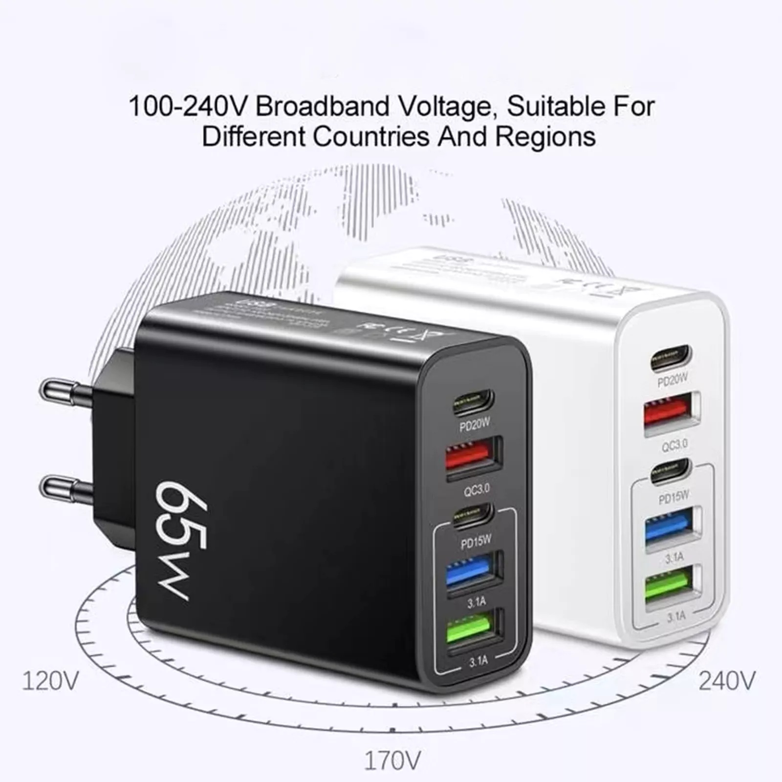 Ảnh nhỏ của Cốc Sạc Nhanh 5 Cổng USB 65W Type C 3.0 Cho Điện Thoại Smartphone Cốc Sạc Nhanh 5 Cổng USB 65W Type C 3.0 Cho Điện Thoại Smartphone