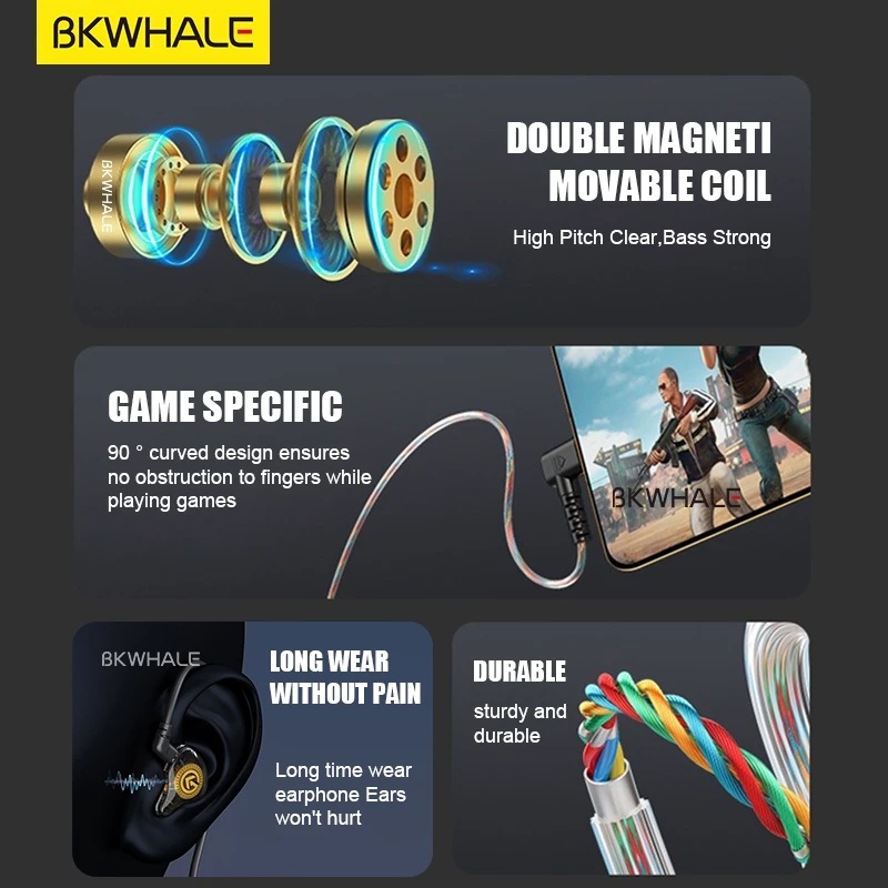 Ảnh nhỏ của Tai nghe cao cấp có dây type C Bkwhale 8D Âm thanh vòm Bass Micrô khử tiếng ồn Tai nghe cao cấp có dây type C Bkwhale 8D Âm thanh vòm Bass Micrô khử tiếng ồn