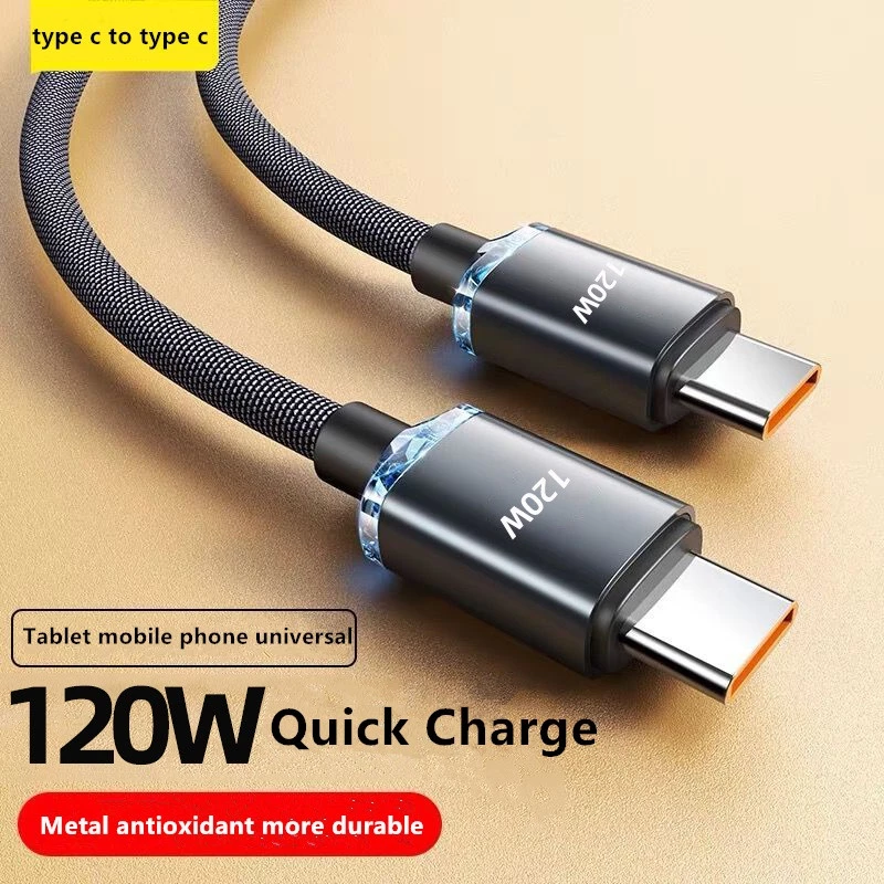 Cáp 120W 2 đầu type C cho điện thoại di động sạc nhanh USB C dây sạc copy dữ liệu data nhanh