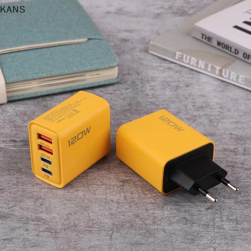 Ảnh nhỏ của Củ sạc cốc sạc đầu sạc nhanh Kans Type C 120W Sạc nhanh 3.0 màu vàng siêu đẹp Củ sạc cốc sạc đầu sạc nhanh Kans Type C 120W Sạc nhanh 3.0 màu vàng siêu đẹp