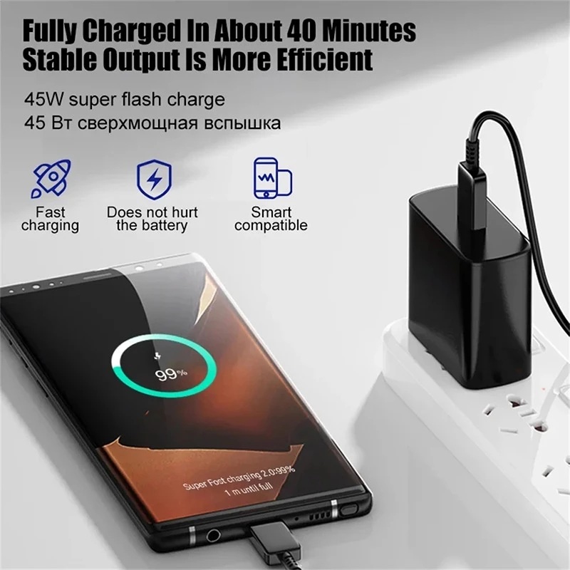 Ảnh nhỏ của Bộ sạc siêu nhanh PD 45W gồm đầu sạc và cáp sạc data cho Điện thoại sạc siêu nhanh USB C type C Bộ sạc siêu nhanh PD 45W gồm đầu sạc và cáp sạc data cho Điện thoại sạc siêu nhanh USB C type C
