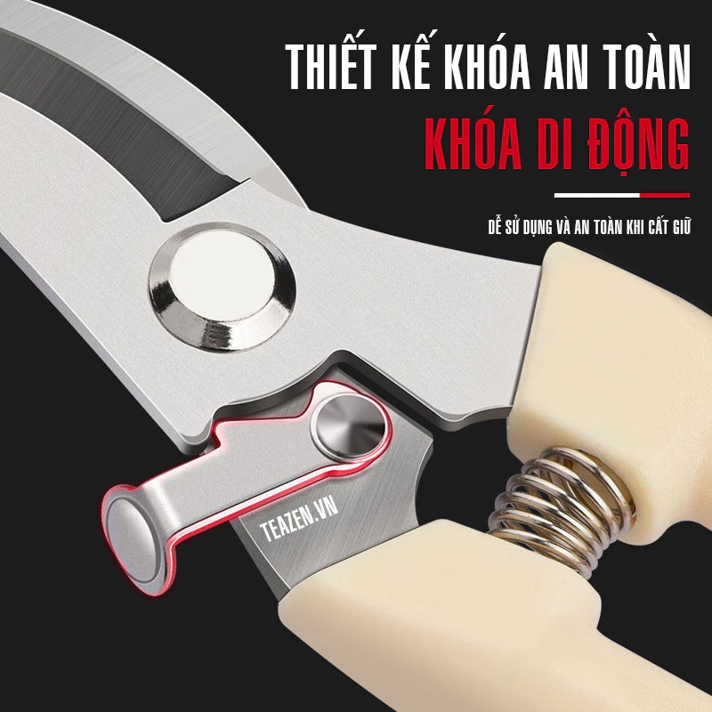 Ảnh nhỏ của Kéo cắt cành lưỡi thép không rỉ siêu sắc bén tay cầm lò xo cộng lực chắc chắn có chốt an toàn Kéo cắt cành lưỡi thép không rỉ siêu sắc bén tay cầm lò xo cộng lực chắc chắn có chốt an toàn