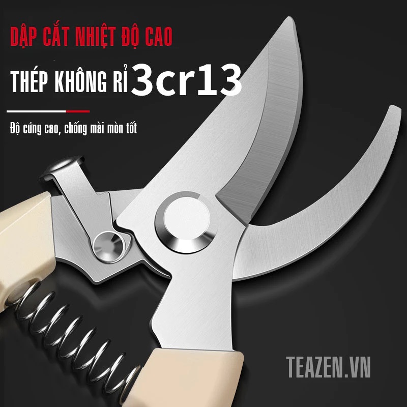 Ảnh nhỏ của Kéo cắt cành lưỡi thép không rỉ siêu sắc bén tay cầm lò xo cộng lực chắc chắn có chốt an toàn Kéo cắt cành lưỡi thép không rỉ siêu sắc bén tay cầm lò xo cộng lực chắc chắn có chốt an toàn