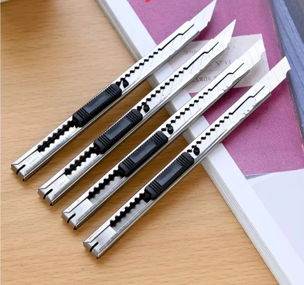 Dao rọc giấy lưỡi nhỏ cắt giấy văn phòng vỏ kim loại siêu bén