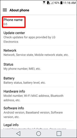 Phone name/Tên điện thoại cho biết model đang dùng